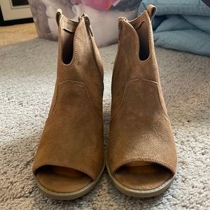 SO Suede Open Toed Booties